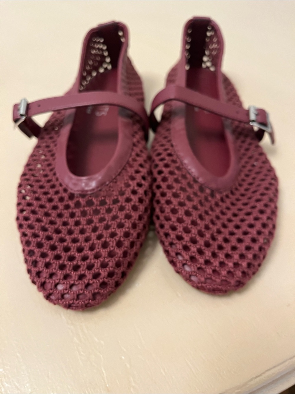 Coconuts by Matisse Burgundy Crochet Mary Jane Flats
